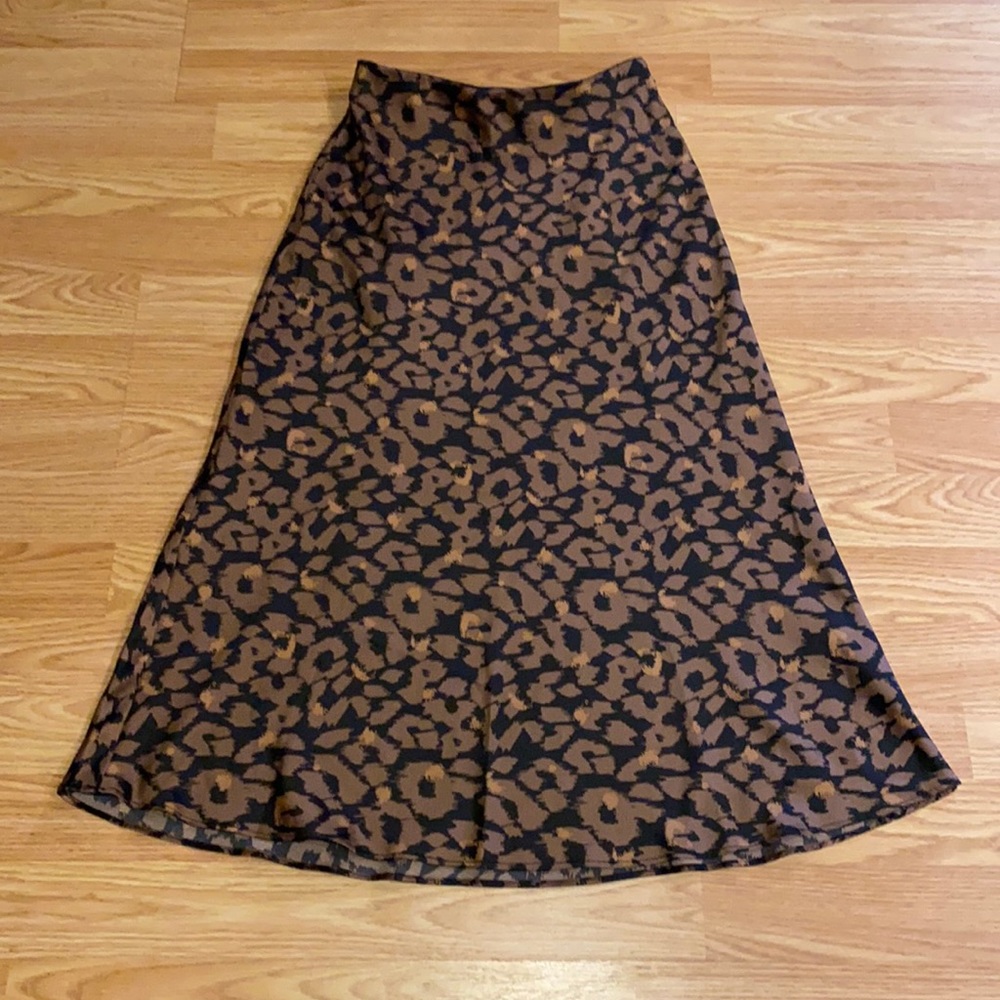Express Silky Print Midi Skirt